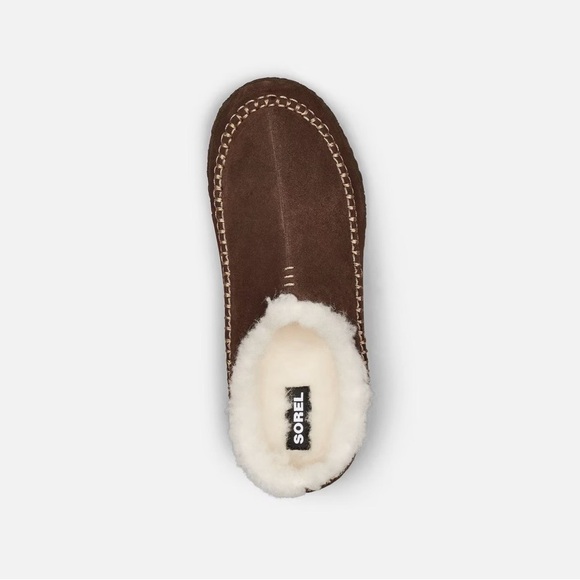 Sorel Men’s Falcon Ridge II Chocolate Suede Slippers with Cream Fur Lining - Picture 3 of 11
